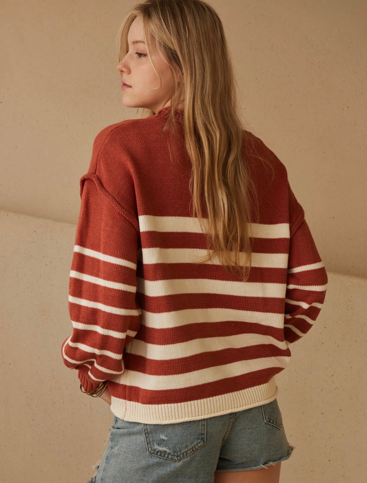 Rust Stripe Loose Fit Sweater