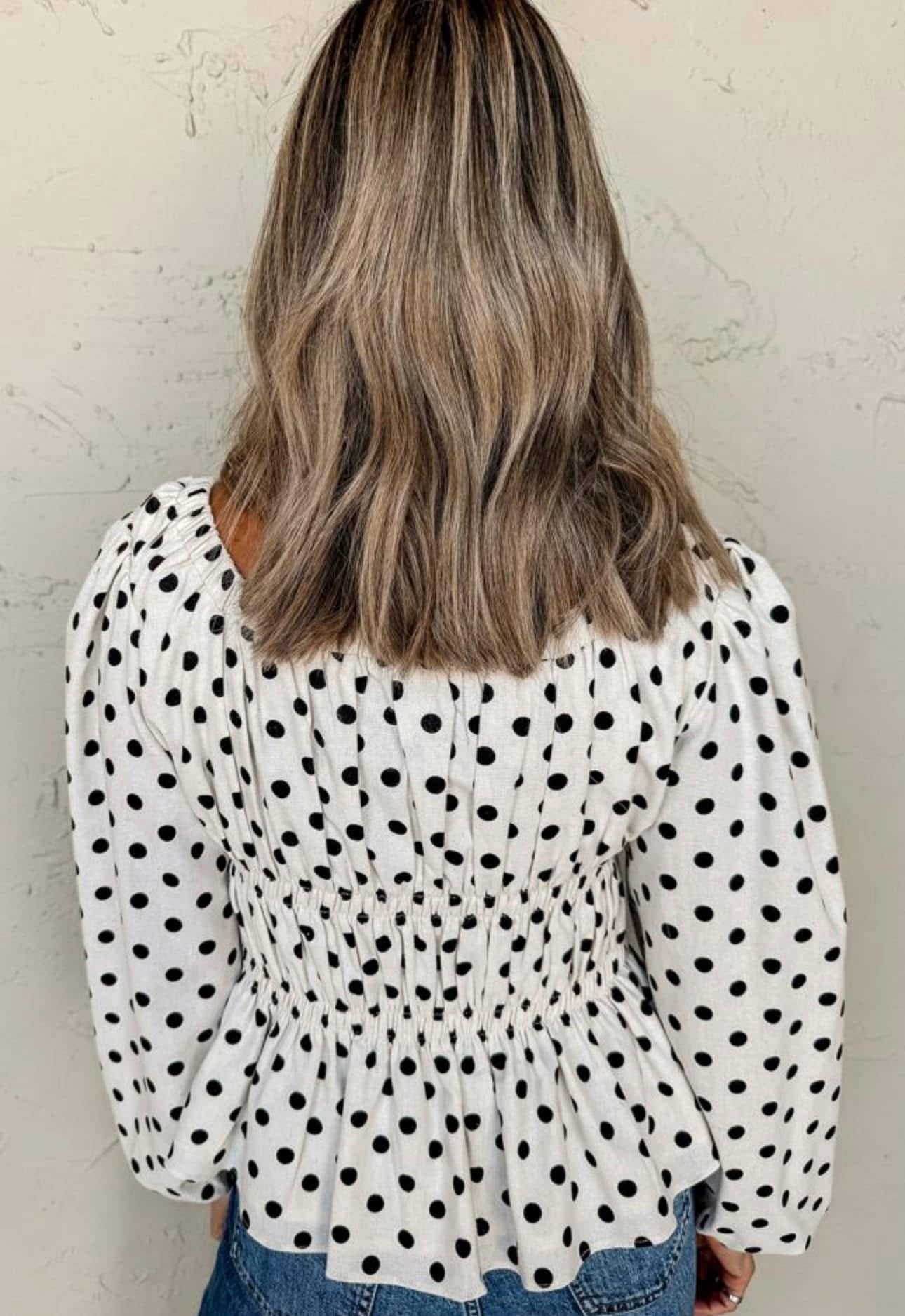 Polka Dot Smocked Blouse