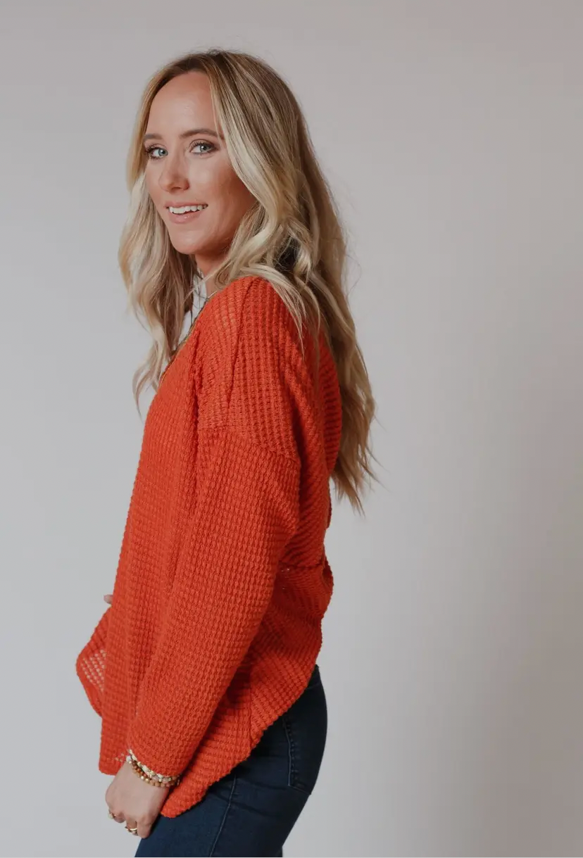 Rust Open Back Crisscross Sweater