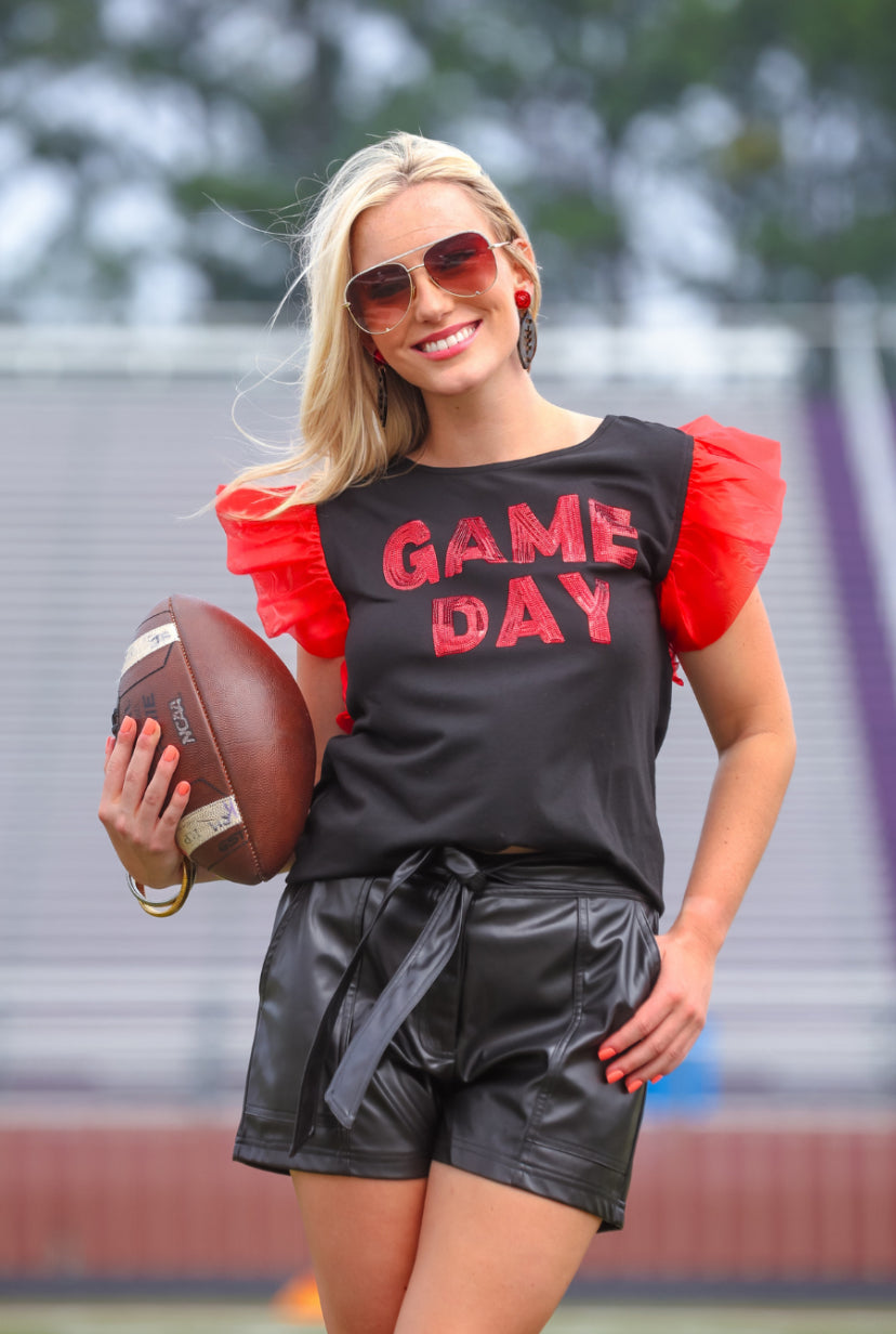 It’s Game Day Sequin Patch Top