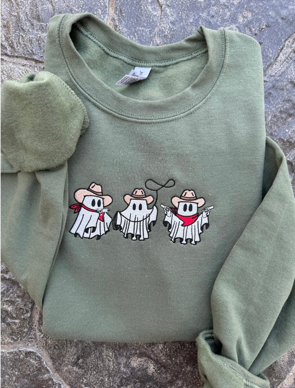 Ghost Cowboy Embroidered Crew