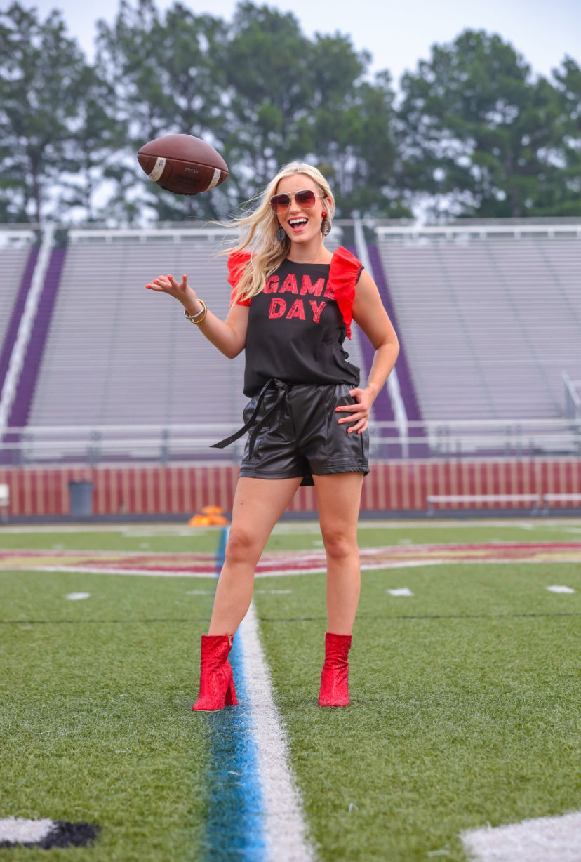 It’s Game Day Sequin Patch Top