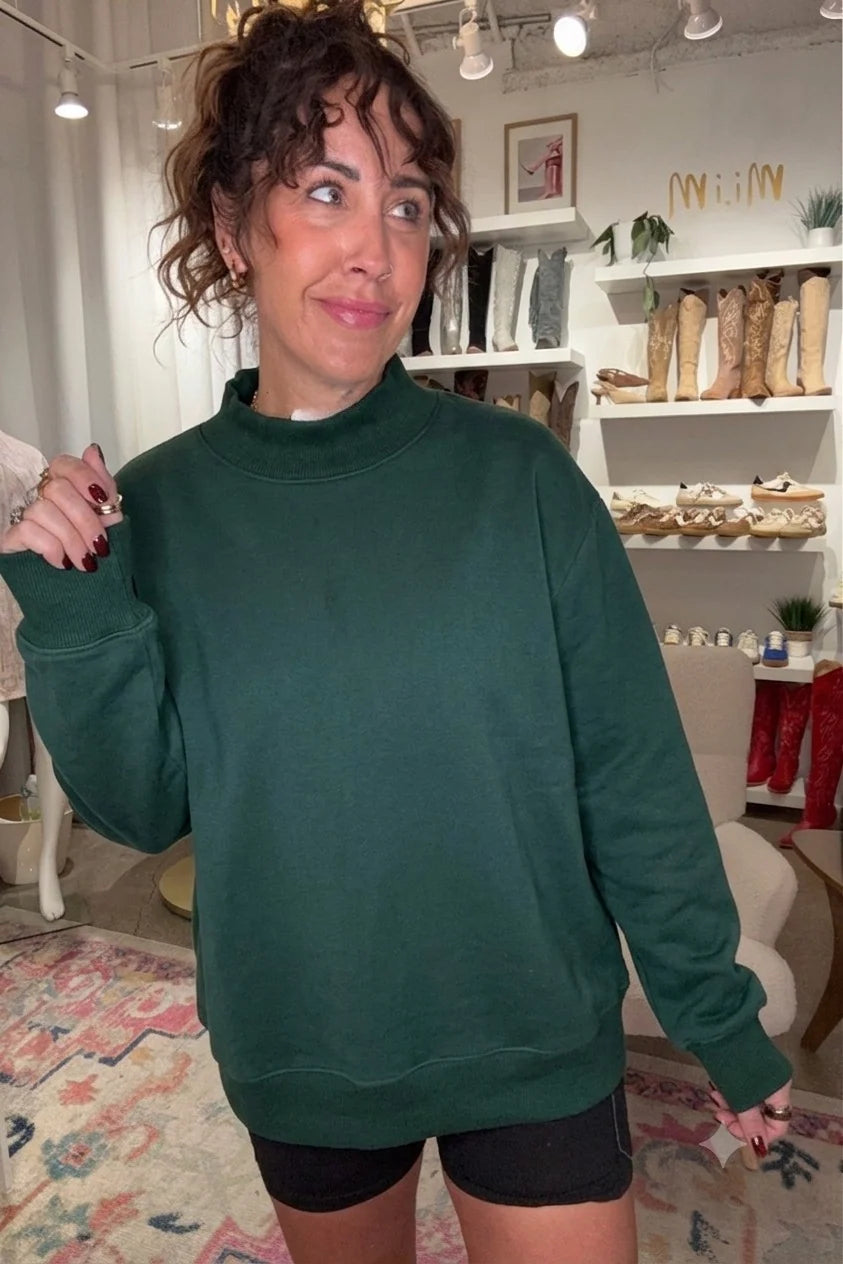 Mock Neck Fleece Sweatshirt