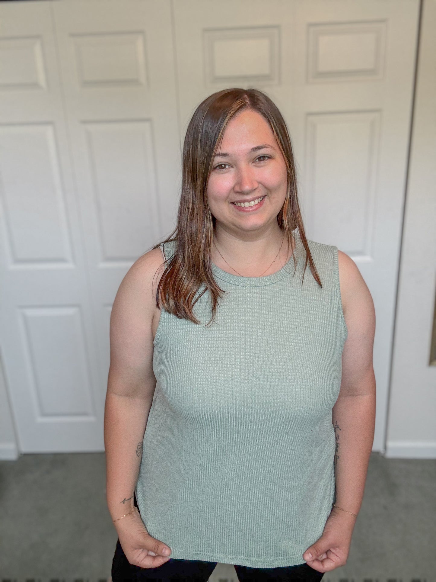Sage Green Waffle Knit Tank