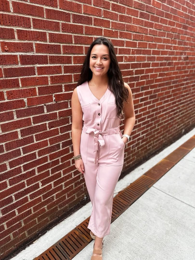 Pink Button-Up Jumpsuit