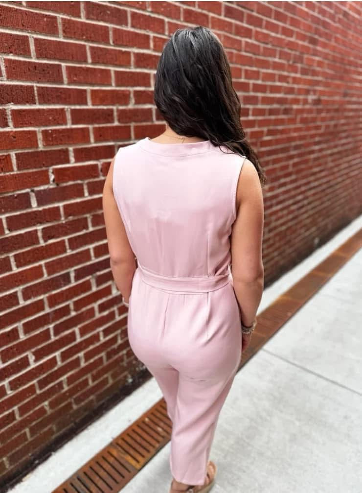 Pink Button-Up Jumpsuit