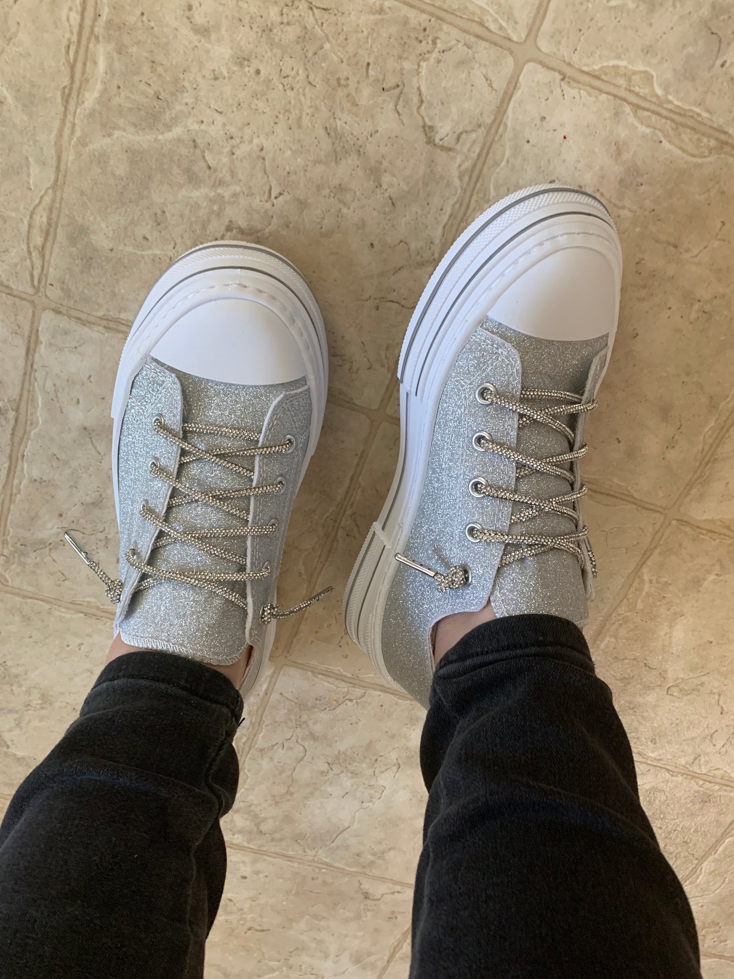 Aman Silver Sparkle Shoes