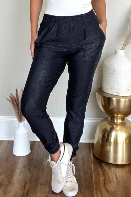 Leather High Waisted Joggers
