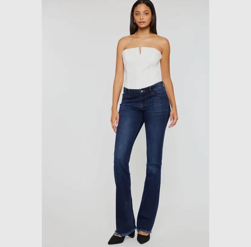 Low-Rise Frayed Hem Bootcut