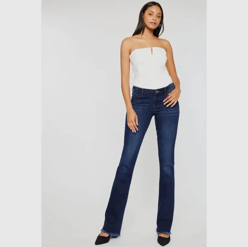 Low-Rise Frayed Hem Bootcut