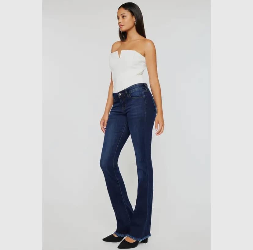 Low-Rise Frayed Hem Bootcut