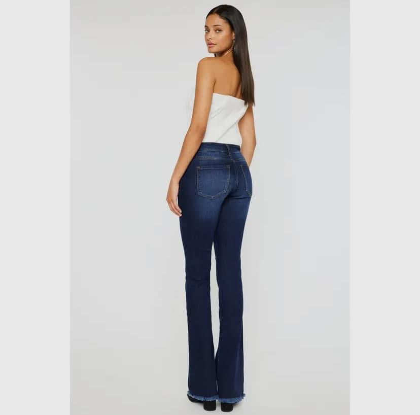 Low-Rise Frayed Hem Bootcut