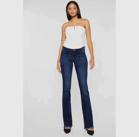 Low-Rise Frayed Hem Bootcut