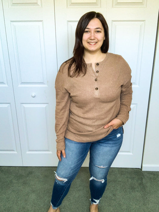 Khaki Henley Top